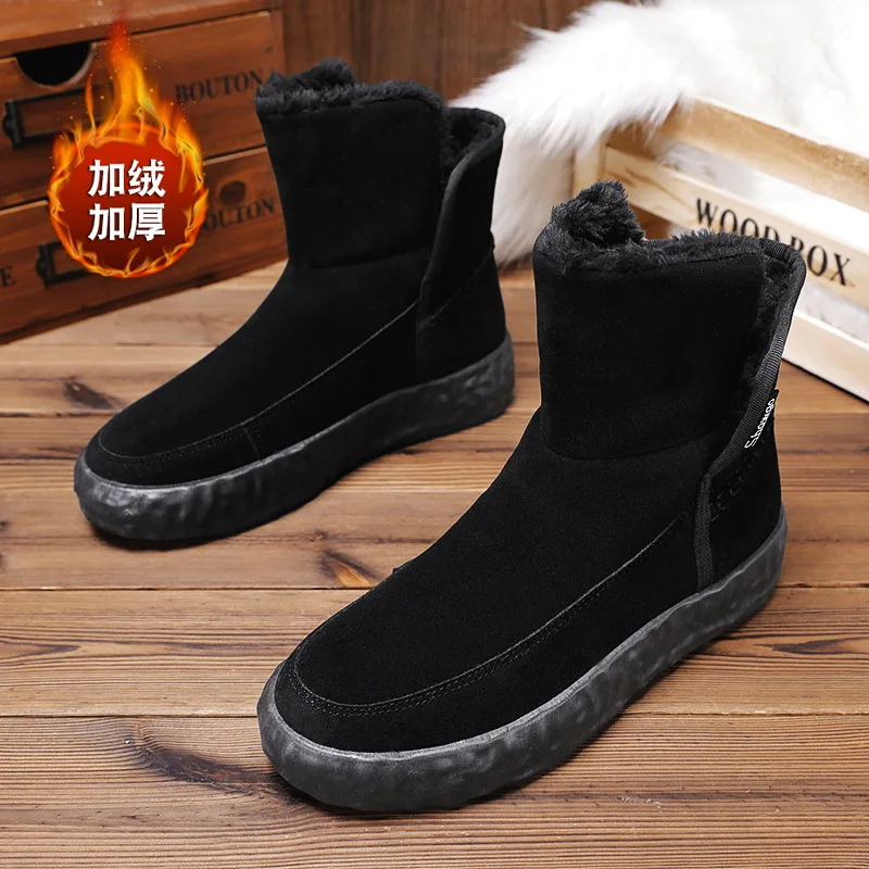 

Winter plus velvet thick warm cotton shoes British men's high-top casual snow mid-top trend boots