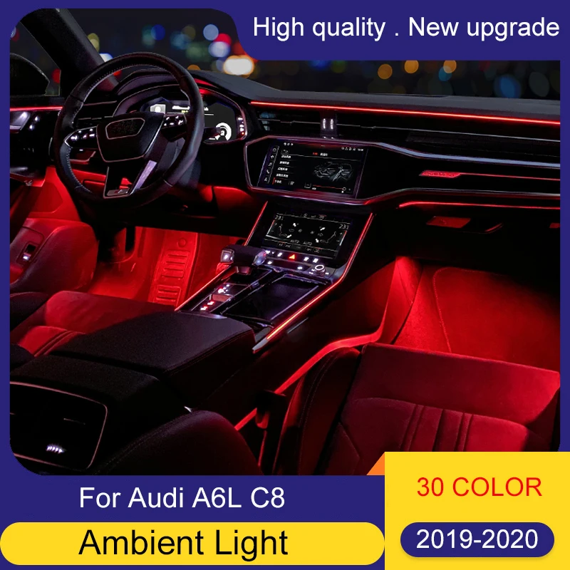 

30 color LED ambient light lamp For Audi A6L C8 2019-2020 ambient lamp lights for A6L interior atmosphere light Speaker cover