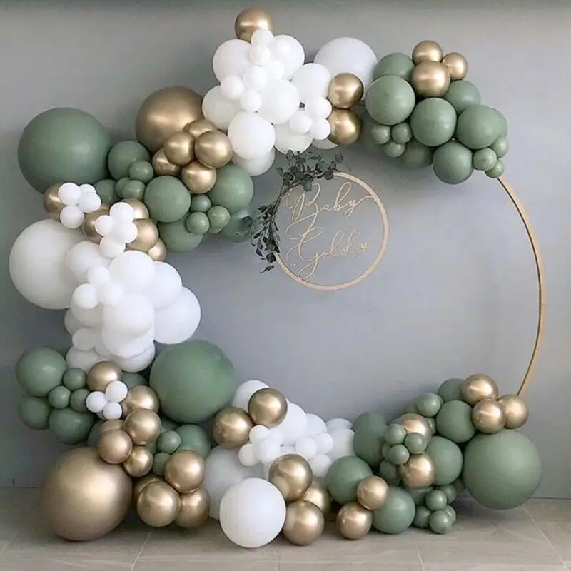 

1Set Green Balloons Garland Arch Kit Retro Green Gold Latex Globos Birthday Christmas Wedding Party Decors Confetti Balloons