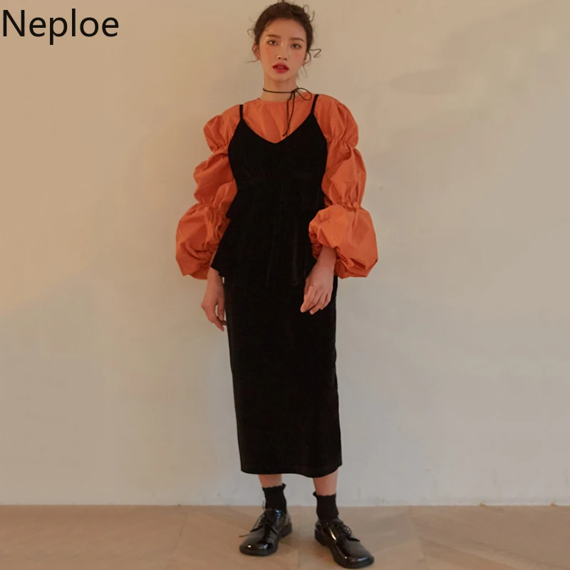 Шикарная плиссированная блузка Neploe с круглым вырезом и длинными