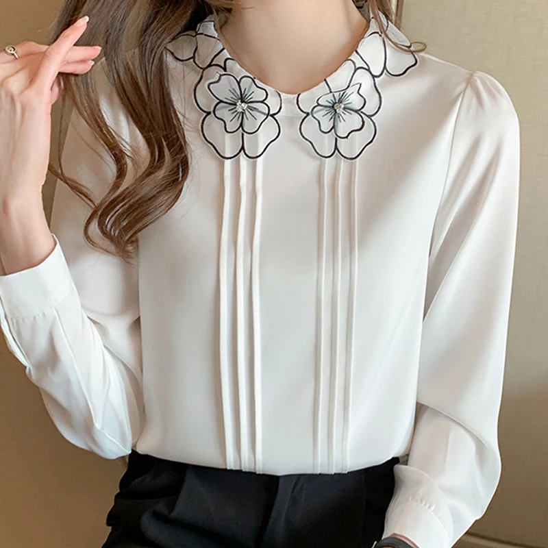 

Autumn Women Long Sleeve White Chiffin Blouse Shirt Women Tops Blouse Women Blusas Mujer De Moda 2021 Blouses Femme Shirts F270
