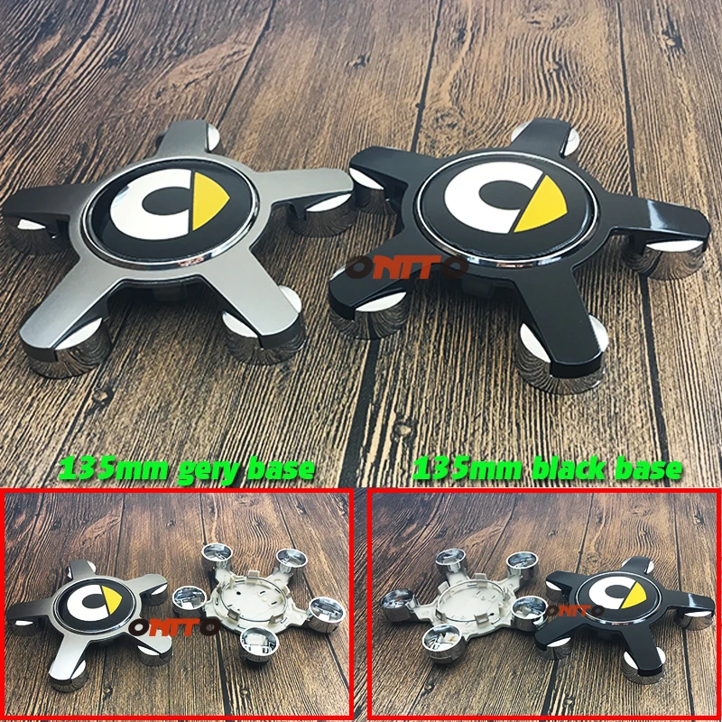 

4x 135mm Car Wheel Center Cap 5claw Gray/black Base Wheel Emblem Car Styling for Fortwo Forspeed Forfour Roadster Forstars