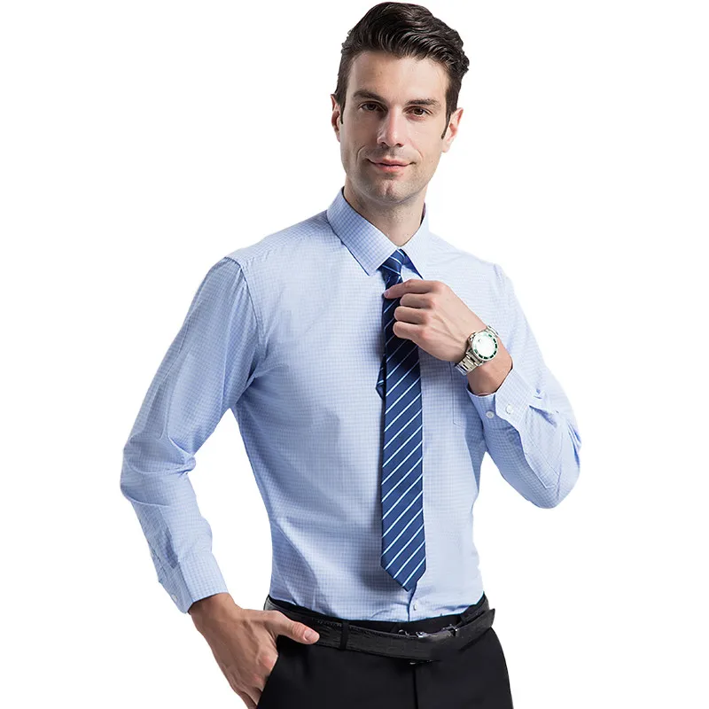 Мужская классическая рубашка в клетку Классическая Повседневная Формальная