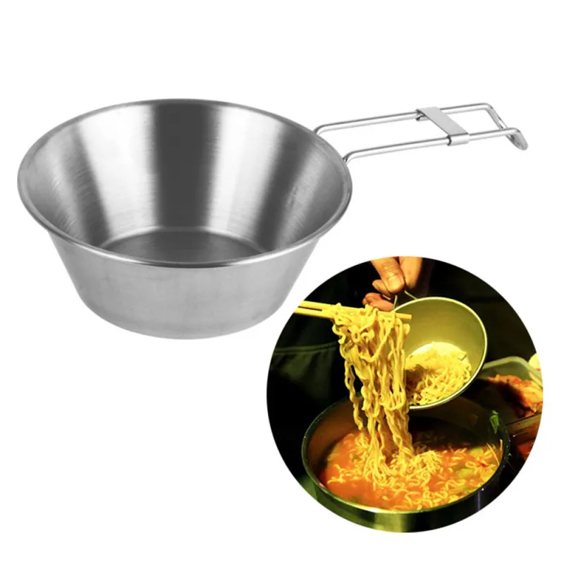 

Stainless Steel Bowl Camping Bowl Folding Bowl Ultralight Rice Bowl Portable Camping Picnic Tableware