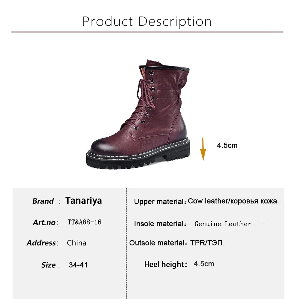 Tanariya New Arrival Shoes Woman Boots Women Autumn/winter 2020 Women's Flat Heel Leather | Обувь