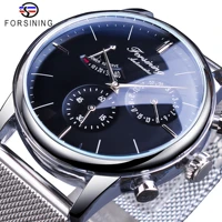 forsining 2021 business fashion date design silver steel power reserve mens mechanical automatic wrist watches top brand luxury