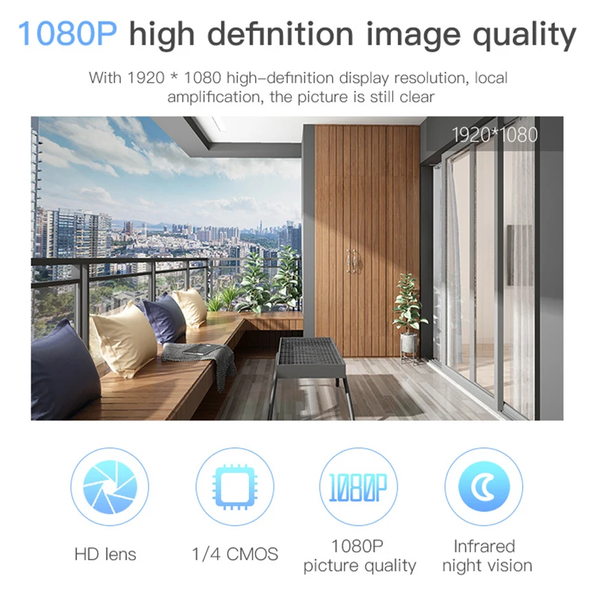 Портативная Автомобильная мини-камера Hebeiros HD1080P Smart Life с магнитным основанием и