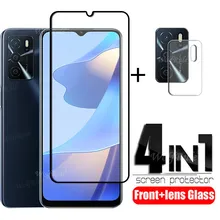 4-in-1 For OPPO A16S Glass For OPPO A16S Tempered Glass Phone Film Full Cover Glue Screen Protector For OPPO A16 A16S Lens Glass