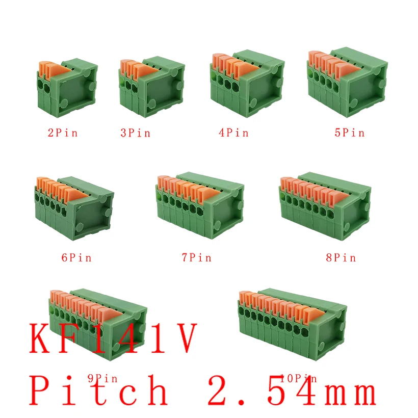 5/10 шт. KF141R KF141V 2 54 мм 2/3/4/5/6/7/8/9/10 Pin пружинные клеммные колодки коннектор печатной