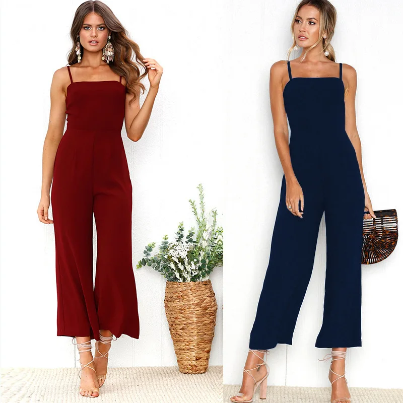 Rompers 2020 Summer new Women Casual Loose Cotton Jumpsuit Sleeveless Backless Playsuit Trousers Overalls