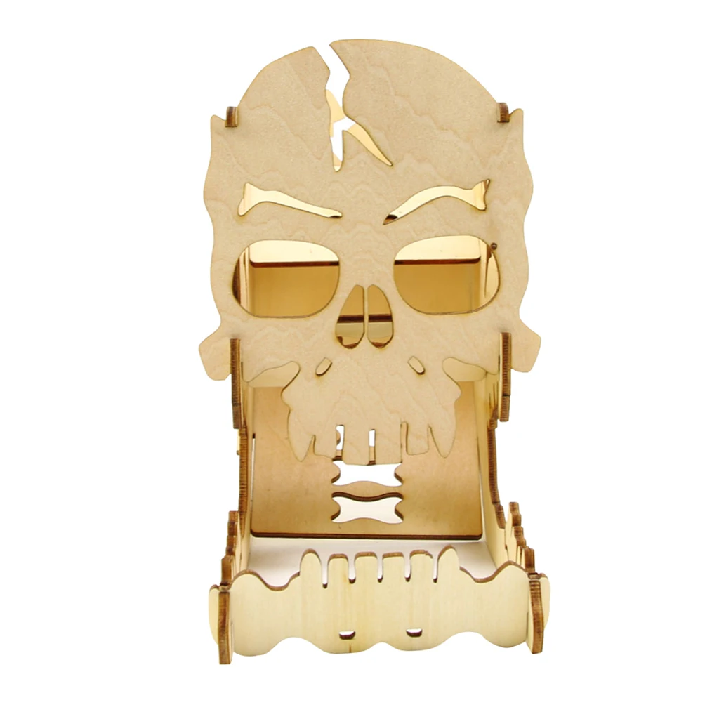 

Dice Tower And Tray Wood Skull Carving Dice Easy Roller for RPG Board Games