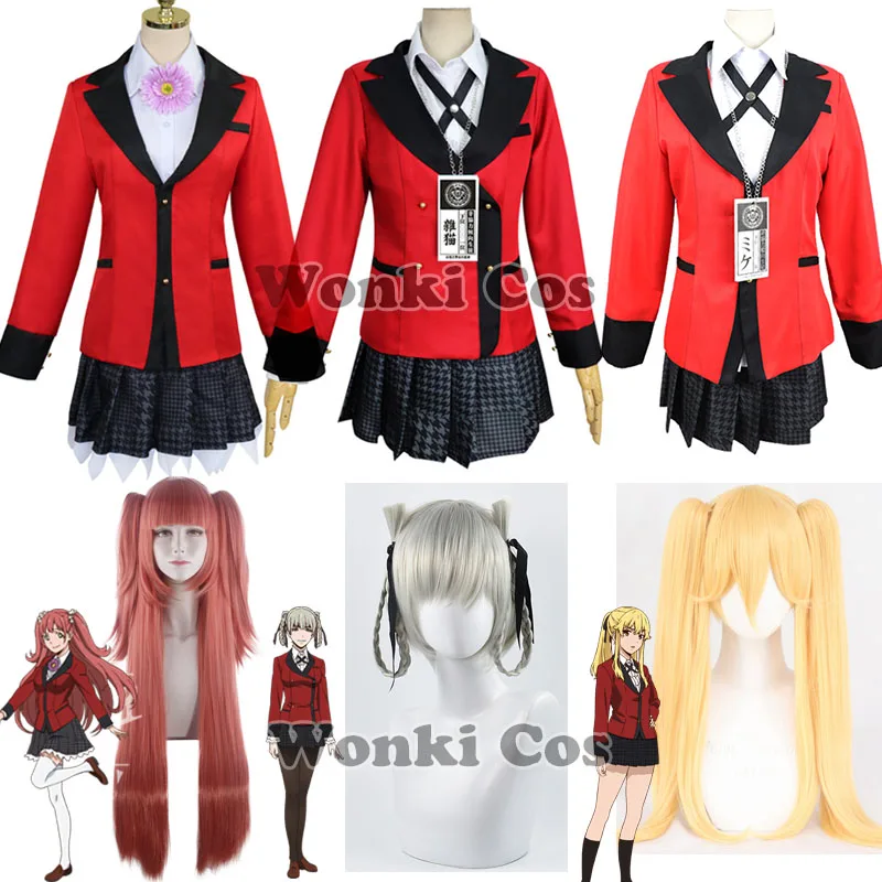 Костюм для косплея из аниме Kakegurui Compulsive школьная форма парик |