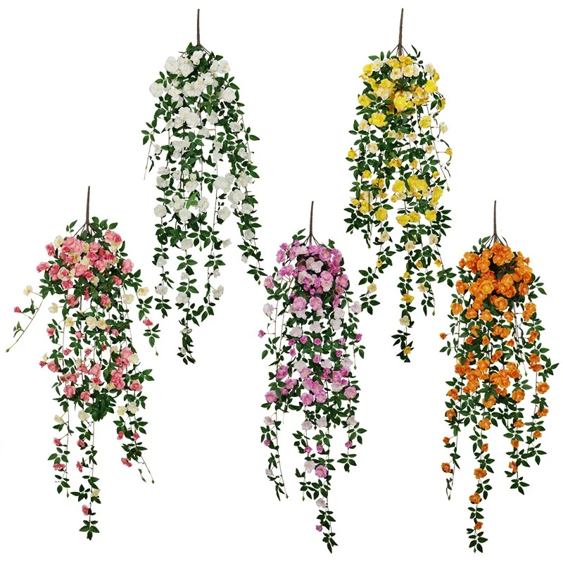 

Artificial Plant Cherry Blossom Rattan Ornaments Wall Hanging Green Plants Wedding Home Dining Room Ceiling Decoration Rattan