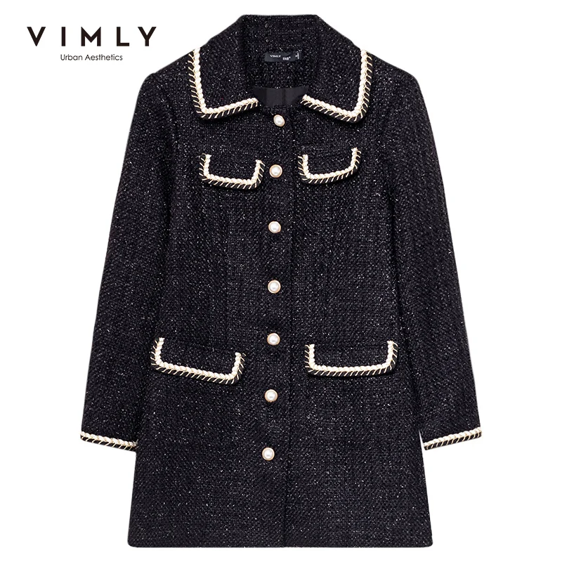 Элегантная Офисная Женская куртка Vimly модное однобортное пальто с отложным