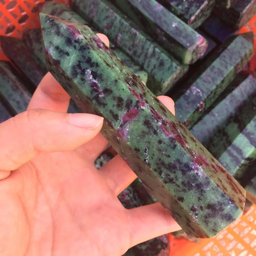

Natural Ruby Zoisite Crystal Obelisk Quartz Wand Gemstone Point Mineral Specimen reiki Healing 1pc