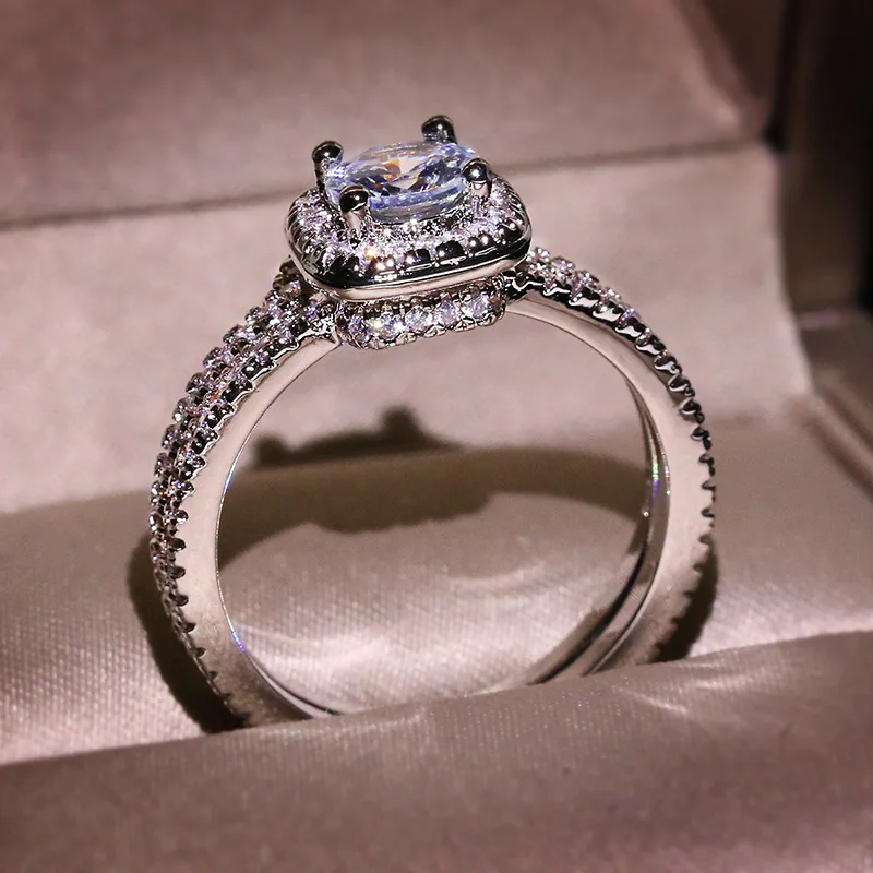 

Sterling Silver 925 Diamond Rings for Women Silver Wedding Rings Filled Womens Couple Love Wedding Diamond Necklaces Women nose