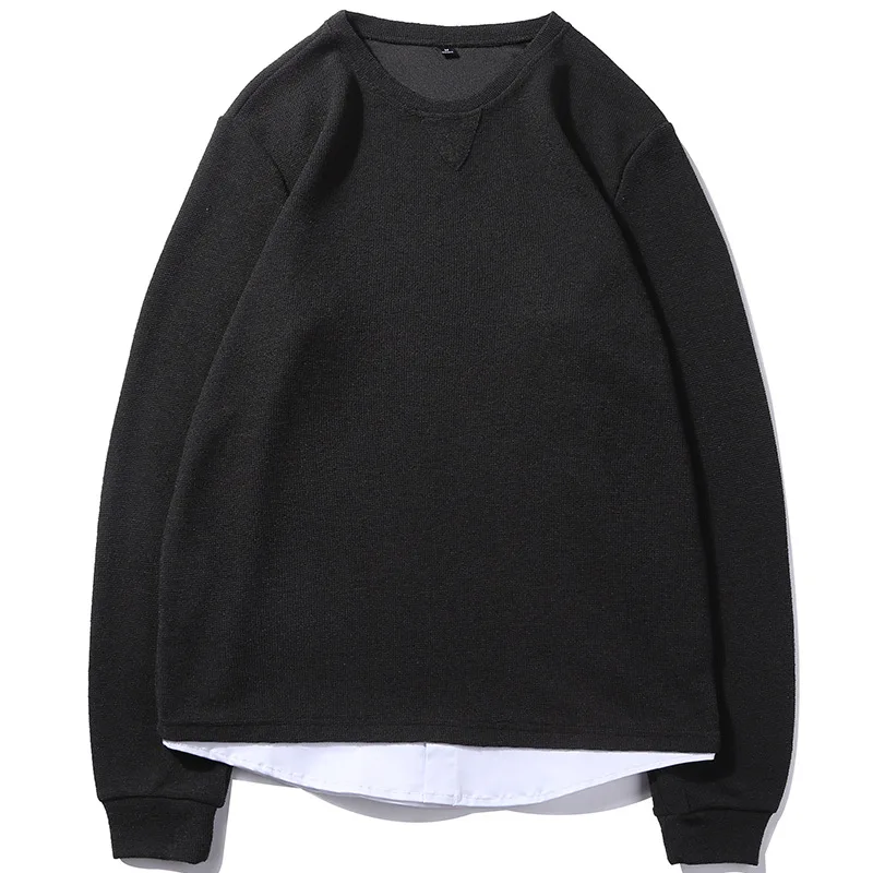 

Men's 2019 Fall New Korean Fashion Cotton Long Sleeve Tops Crewneck solid color Backing Shirt hoodies sweatshirts men streetwear