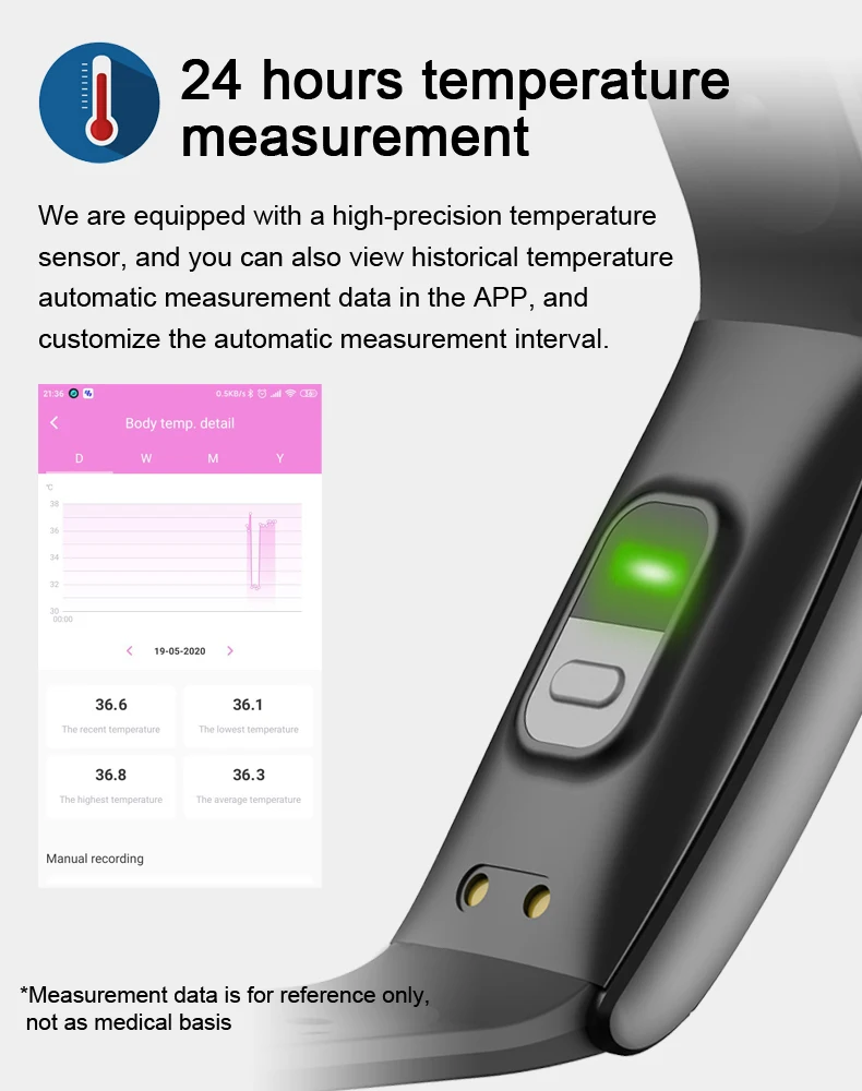 

New Smart Band Q8T Body Temperature Smart Watch Fitness Tracker Bracelet Waterproof Sport Pedometer Blood Pressure Q8 SmartWatch