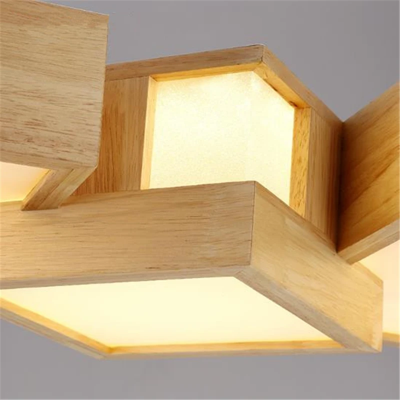 

Japanese Modern Simple Creative Wooden LED Pendent Lamps Rectangular Wood Lights for Living Room Dining Room Free Shipping Iron