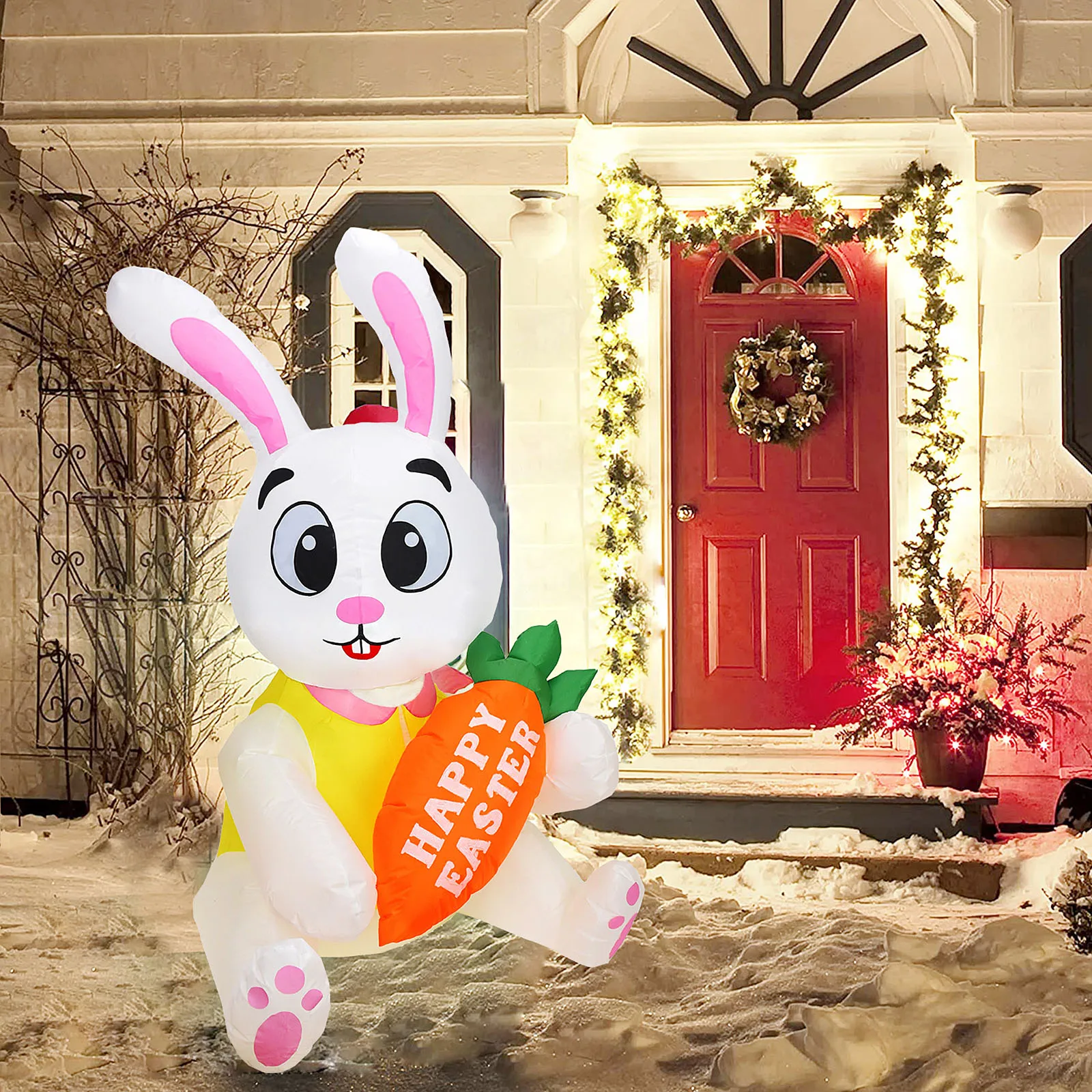 

LED Easter Bunny Outdoor Garden Toys Inflatable Decorative Props Cute 1PC 1.6m Luminous For Home Kids Gift