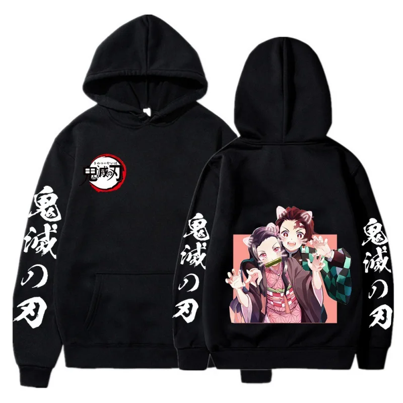 

Hot Demon Slayer Kimetsu No Yaiba Hoodie Hip Hop Anime Pullovers Printed Tops Loose Long Sleeves Autumn Man Cloth