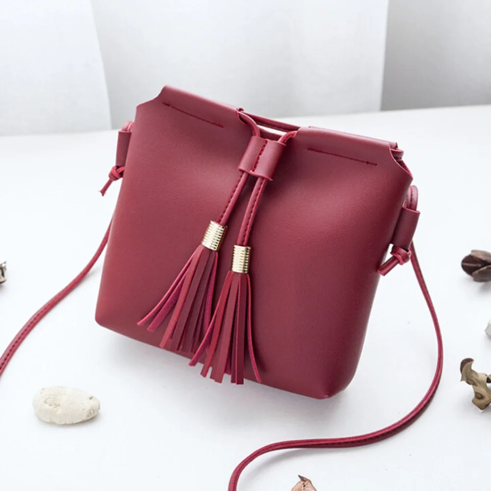 

Womens Shoulder Bag Women Black Red Crossbody Leisure Faux Leather Tassel Shoulder Bag Bags Luxury Handbags Women Bags Designer