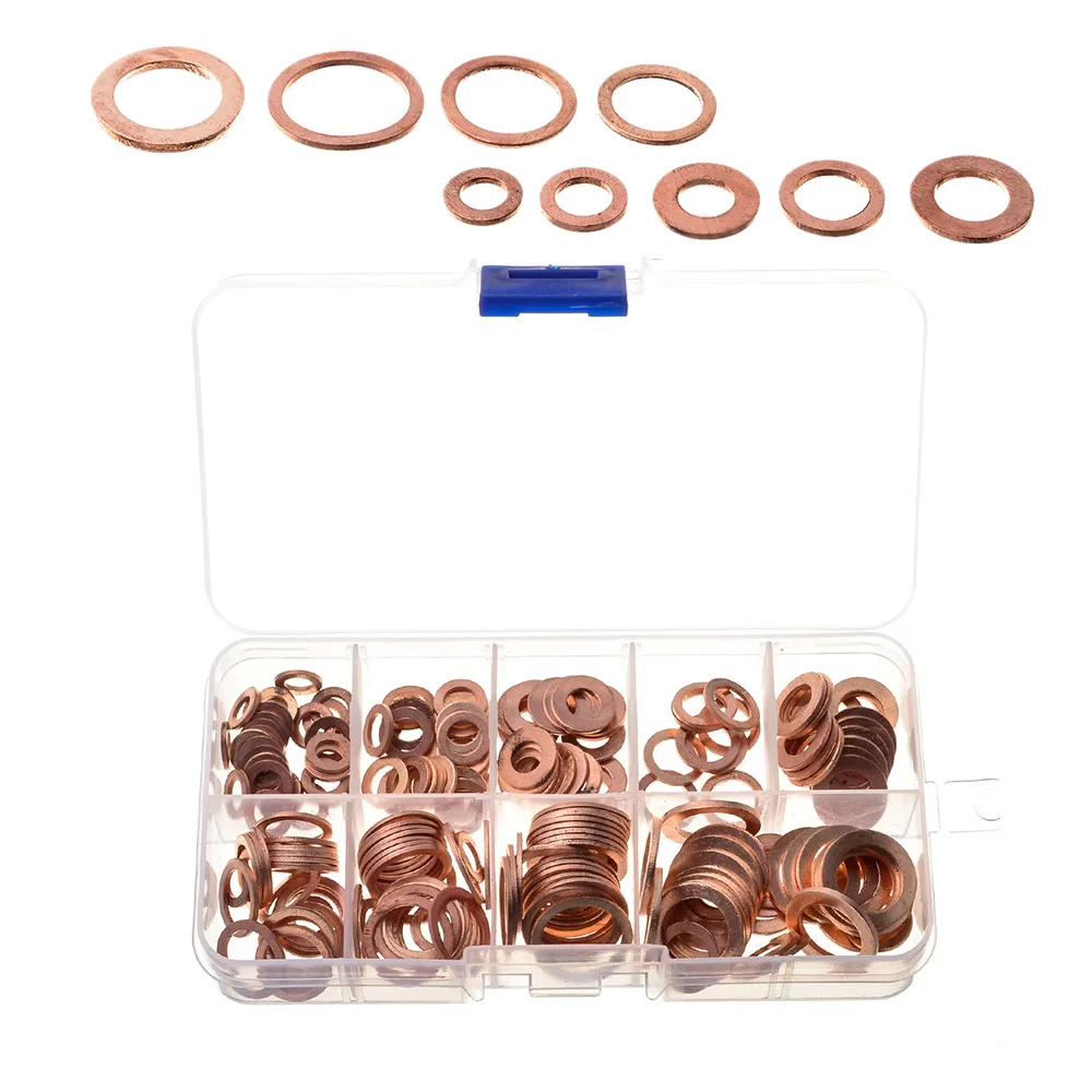 200 шт. шайба медная прокладка болт и гайка набор плоское кольцо уплотнение