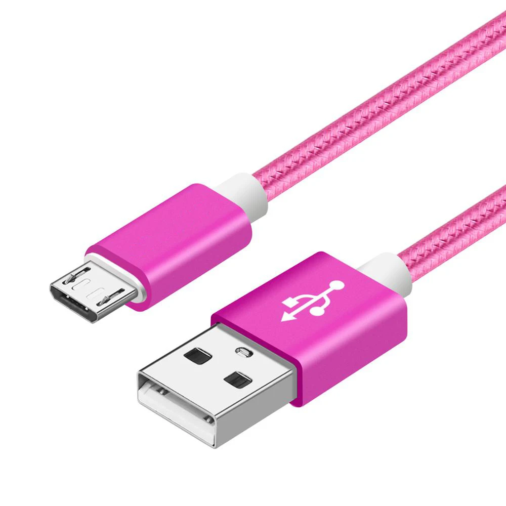 [5 шт. в упаковке] нейлоновый Micro USB кабель VOXLINK алюминиевый зарядный мобильный телефон Android кабели samsung Galaxy htc huawei Xiaomi LG SONY - Цвет: Rose red
