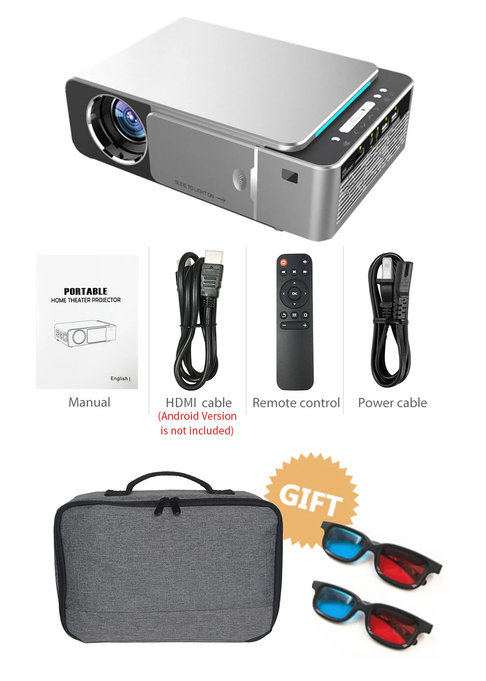 ALSTON T6 полный светодиодный hd-проектор 4k 3500 люмен HDMI USB 1080p портативный проектор фильмов Beamer с загадочным подарком