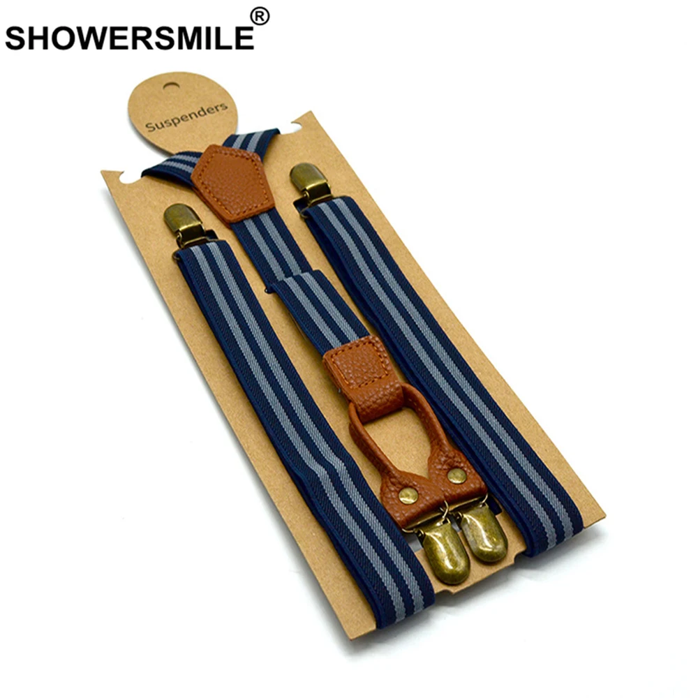 SHOWERSMILE, женские подтяжки, в полоску, черные подтяжки, подтяжки, мужские, классические, эластичные, модные, 100 см, 4 зажима, Y Back, штаны, ремень, унисекс