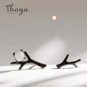 Женские серьги-гвоздики с лунным камнем Thaya Moon Night, черные серьги из стерлингового серебра 925 пробы в стиле панк, Подарочная бижутерия