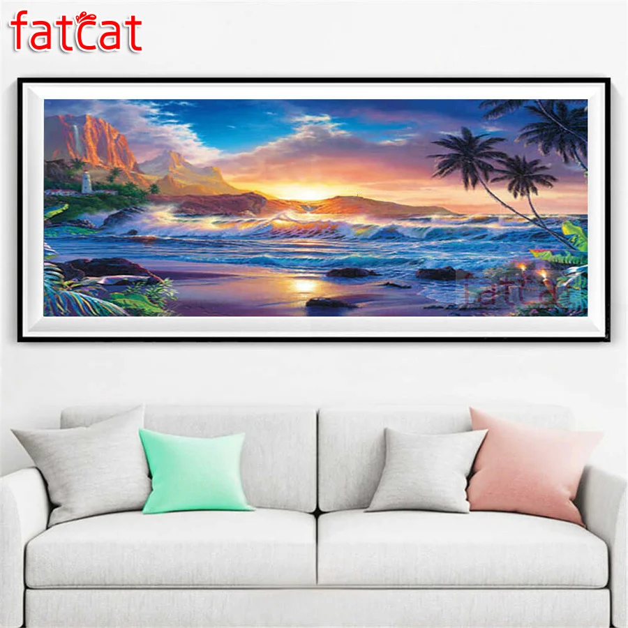 

FATCAT Natural sea wave landscape Large 5D Diy Diamond Painting Full square round Diamond Embroidery Mosaic Art decor AE2399