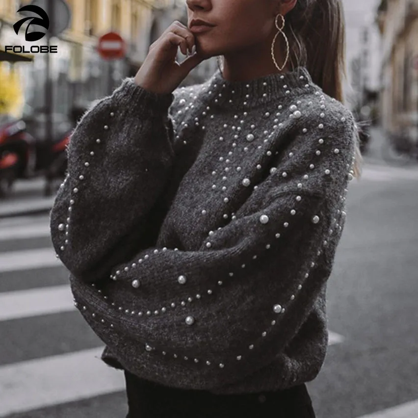 FOLOBE свитер с круглым вырезом Женский пуловер женский шарик пузыря свободный