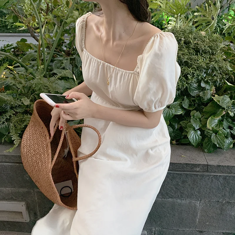 Платье с рукавом фонариком и воротником стойкой в Корейском стиле|Женские