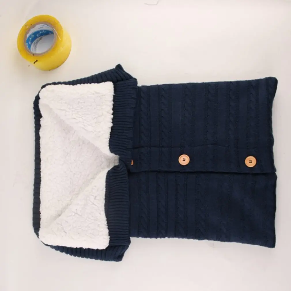 Шерстяной вязаный бархатный плотный теплый спальный мешок на пуговицах детский