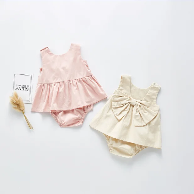 

Angoubebe 202H01 0-24M Newborn Baby Girls Clothes Infant Kids Summer Sleeveless Dress Top + Briefs 2pcs Outfit Toddler Kids