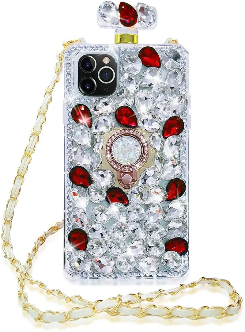 

Bling Diamond Perfume Bottle Gemstone Ring Holder Bracket Case Cover For Samsung Galaxy Note 20 10 9 8 S20 Ultra S10E/9/8 Plus