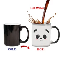 2020 new cute panda mug heat reveal mug ceramic color changing coffee mugs magic tea cup mug as gift for friends free shipping