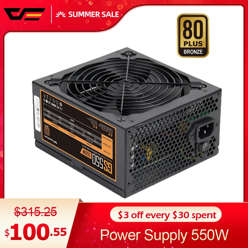 

darkFlash Full Modular Power Supply 550W 80Plus Bronze Certified 140mm Fan DC to DC Circuit Design Compatible with ATX Case
