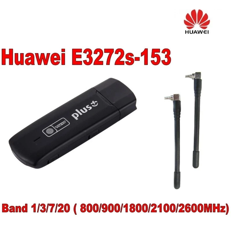 Unlocked Huawei E3272s-153 150Mbps LTE USB Dongle 4G Datacard With Sim Card Slot 4G Modem Stick with 2Pcs Antenna