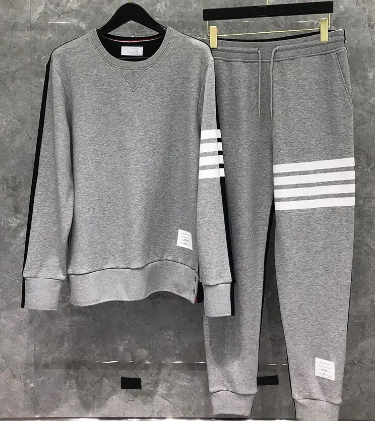 

TB 2021 Fashion THOM Brand Spring Panelled Patchwork Clothing Cotton Jacket Men Women Sweatshirts O-Neck Casual Sportswear Coat