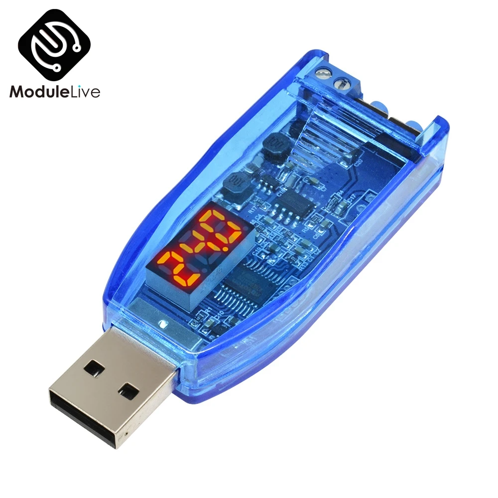 Красный DC-DC 5V to 3.3V 9V 12V 24V Adjustable USB Step UP Down Power Converter Supply Module Red Green Display Voltage Volt Regulator - Цвет: Красный