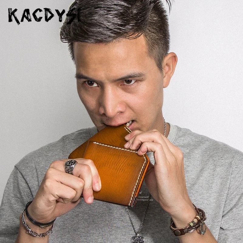 Natural Cowskin Leather Designer Handmade Men Wallet Tanned Retro Fashion Cash Purse Man Holder Luxury Quality Money Clip | Багаж и сумки