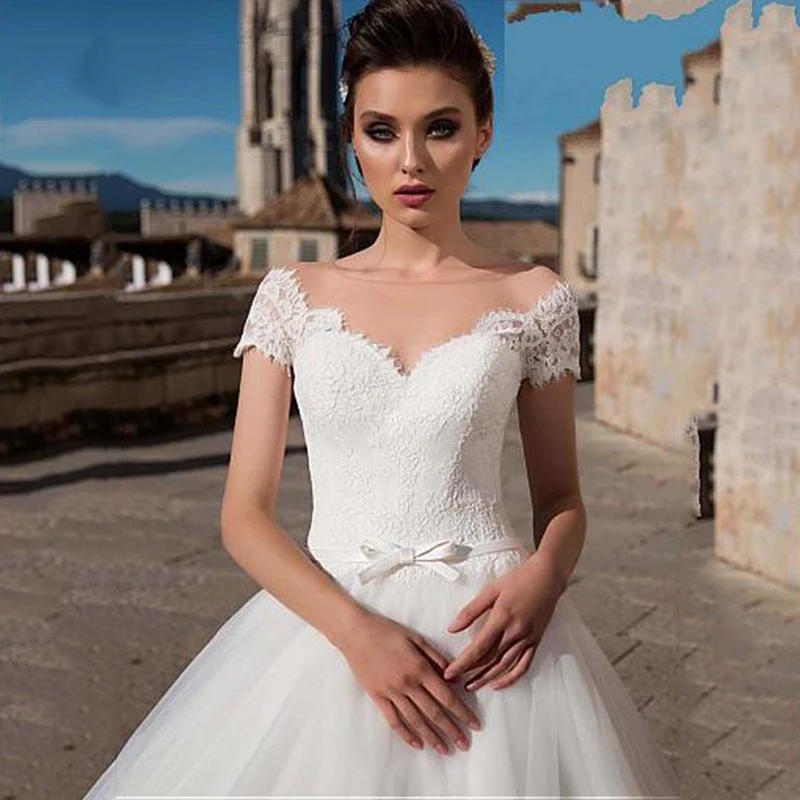 

BAZIIINGAAA Simple Wedding Dress Lace Little Beading Strapless Dress Luxury Wedding Gowns Bridal Can Be Washed Bride Dresses