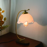 xianfan new korea glass lampshade metal pole wood base table lamp for restaurant kids room reading led eyes protecting lighting