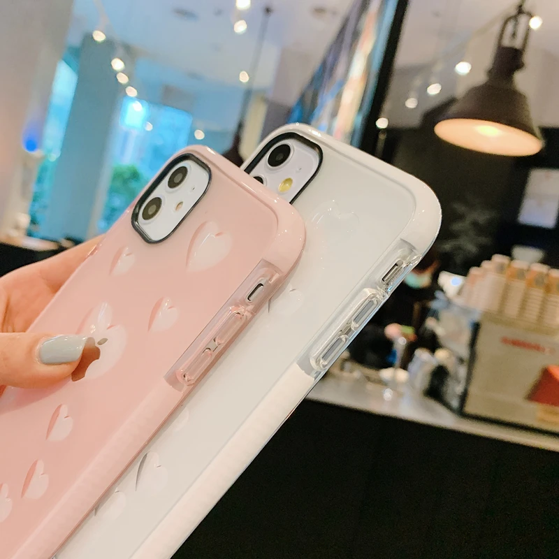 Роскошный прозрачный противоударный чехол-бампер с сердечком для iPhone 11 Pro XS Max XR X 7