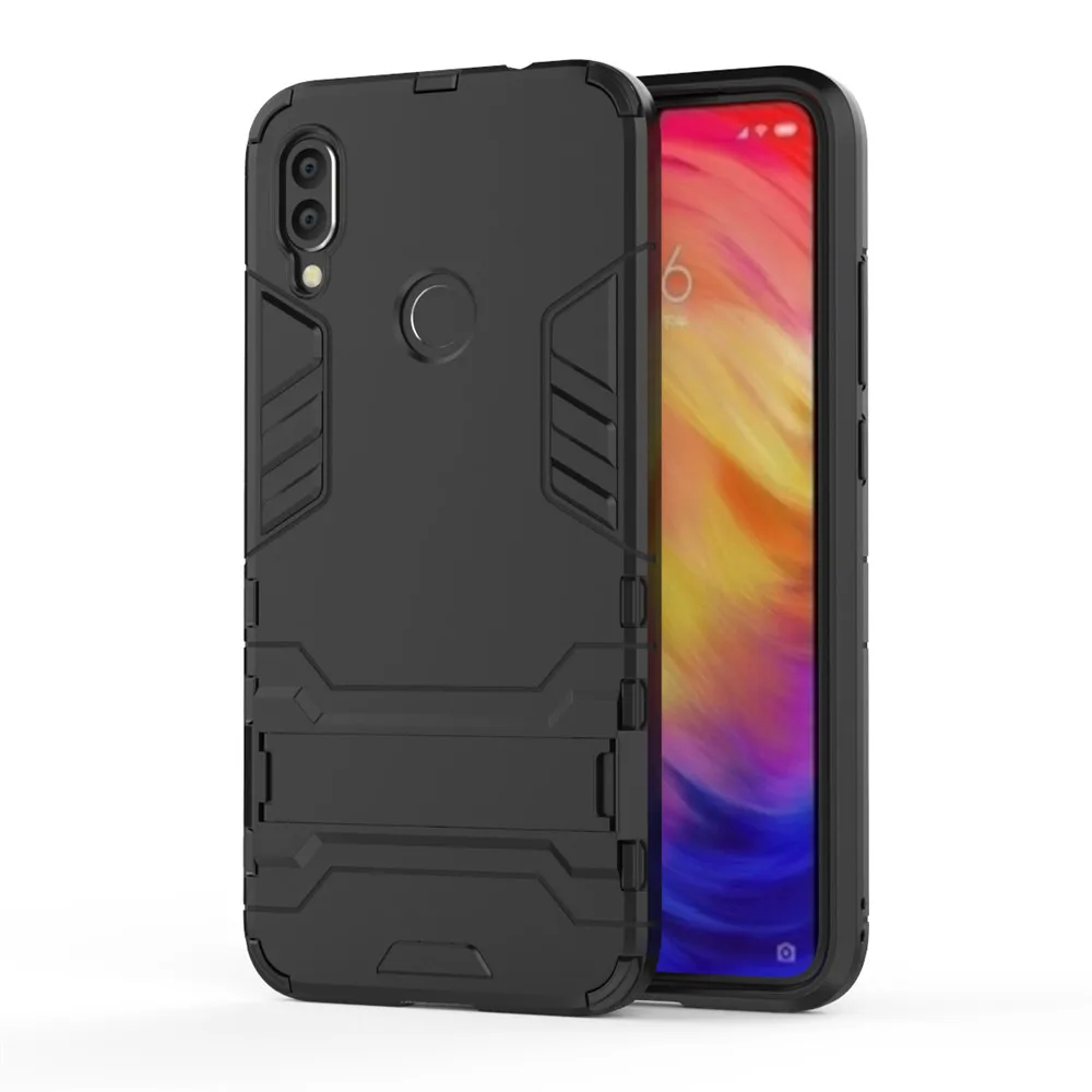 Для Xiaomi Redmi Note 7 чехол Роскошный Железный человек Стенд чехол жесткий Броня+ Мягкий Силиконовый ТПУ чехол для Xiaomi Redmi Note 7