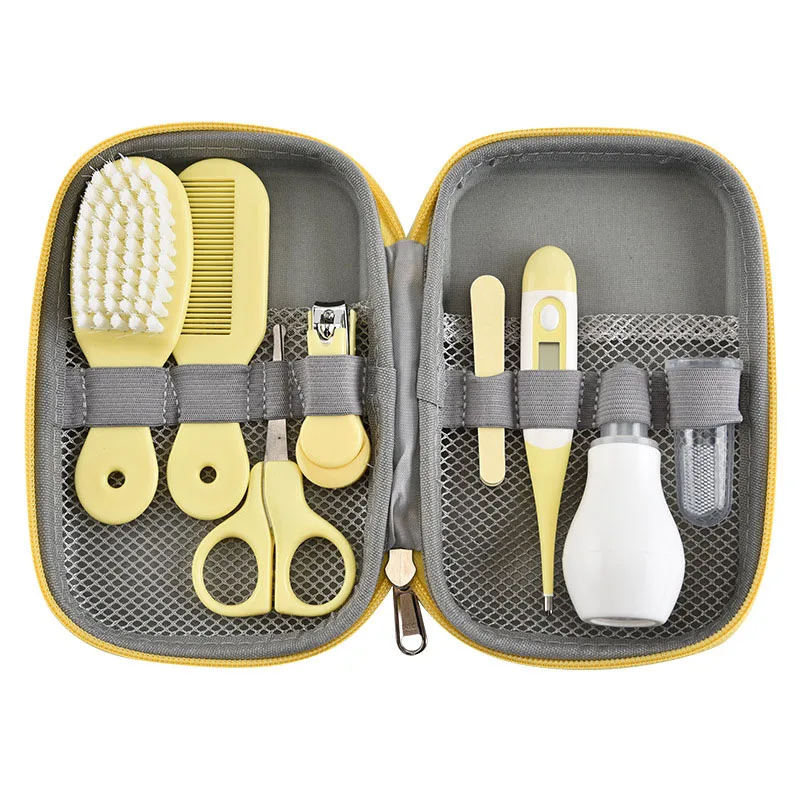 yellow 8pcs 8 шт./компл. для новорожденных, для малышей и детей постарше для ухода за волосами, уход за волосами, уход за волосами, термометр Триммер очиститель Зубная щётка средства защиты Уход за лошадьми щетка по уходу за ребенком - Цвет: yellow 8pcs
