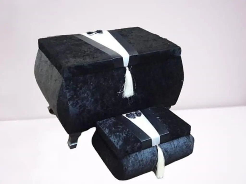 

Groom Figured-Pointed Kadife 2li Dower chest Black