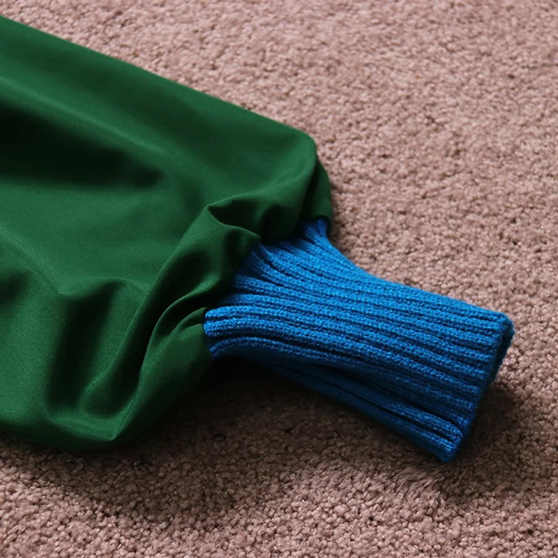 

VGH Hit Color Casual Blouse For Women Lapel Long Sleeve Tunic Patchwork Pocket Short Shirt Female Fashion New Clothing 2021 Tide